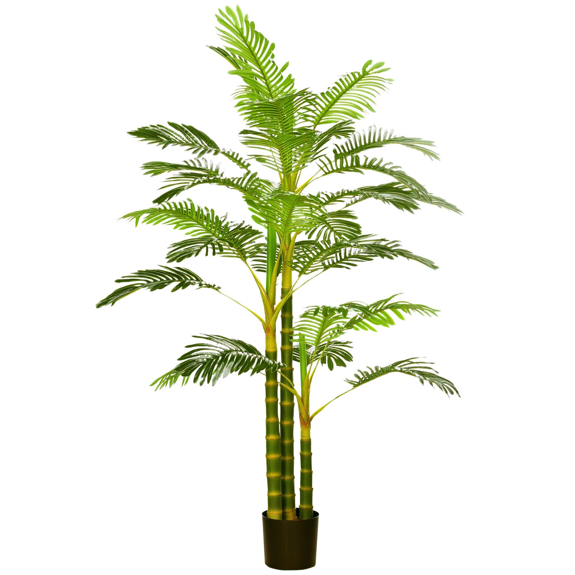 Palmier areca artificiel arbre artificiel hauteur 190 cm avec 30 grandes feuilles en plastique pot inclus - Image 1