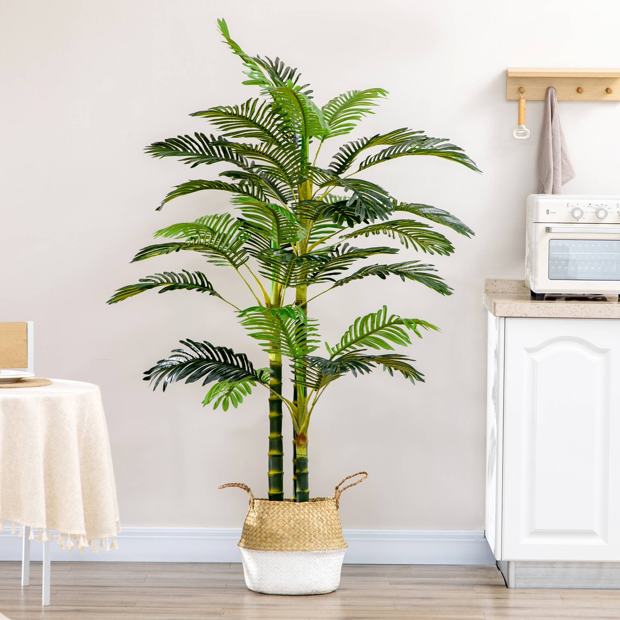 Palmier areca artificiel arbre artificiel hauteur 190 cm avec 30 grandes feuilles en plastique pot inclus - Image 8