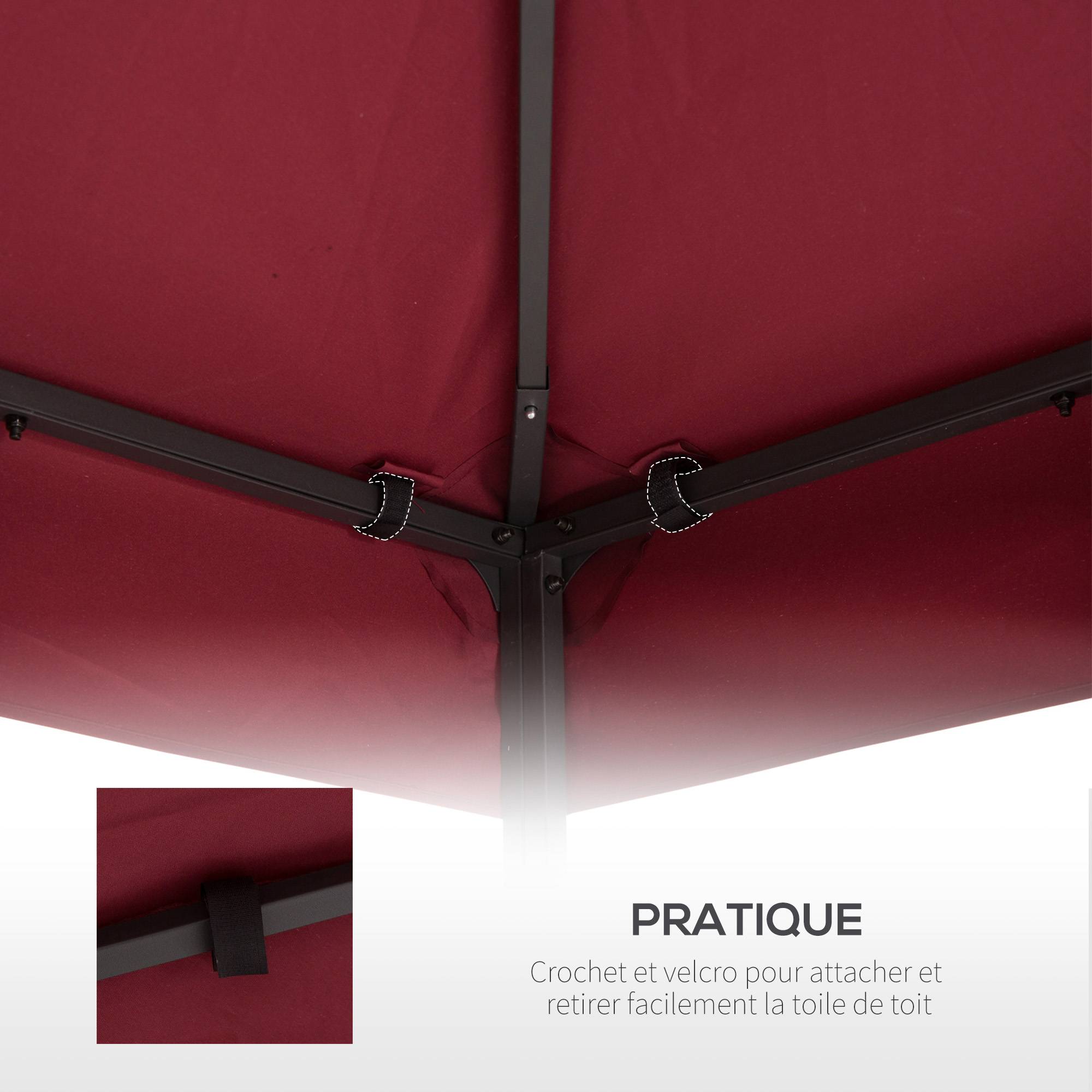 Toit de Remplacement pour pavillon de Jardin Toile de Rechange pour pavillon tonnelle Tente 3 x 3 m Rouge vineux - Image 8