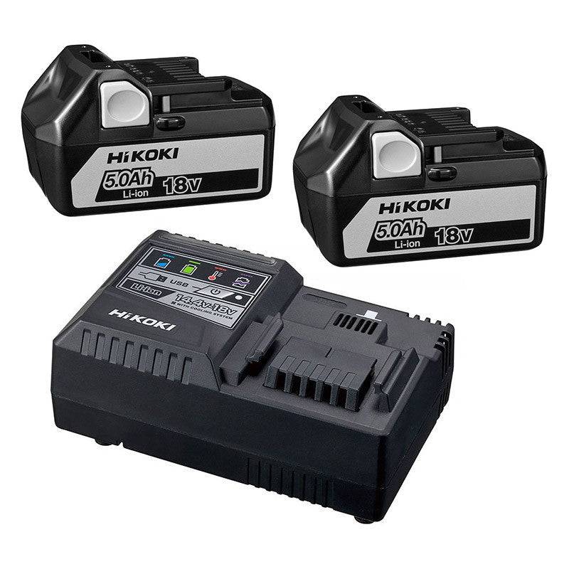Pack Batteries HIKOKI UC18YSL3WGZ 2 x 5,0Ah Li-ion + Chargeur rapide 18V & 36V Hikoki - Image 1