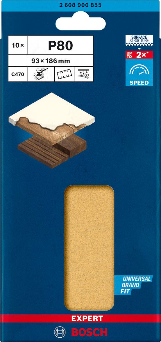 Feuille Abrasive Rectangle Expert C470 D 93x186mm G80 - BOSCH - 2608900855 - Image 2