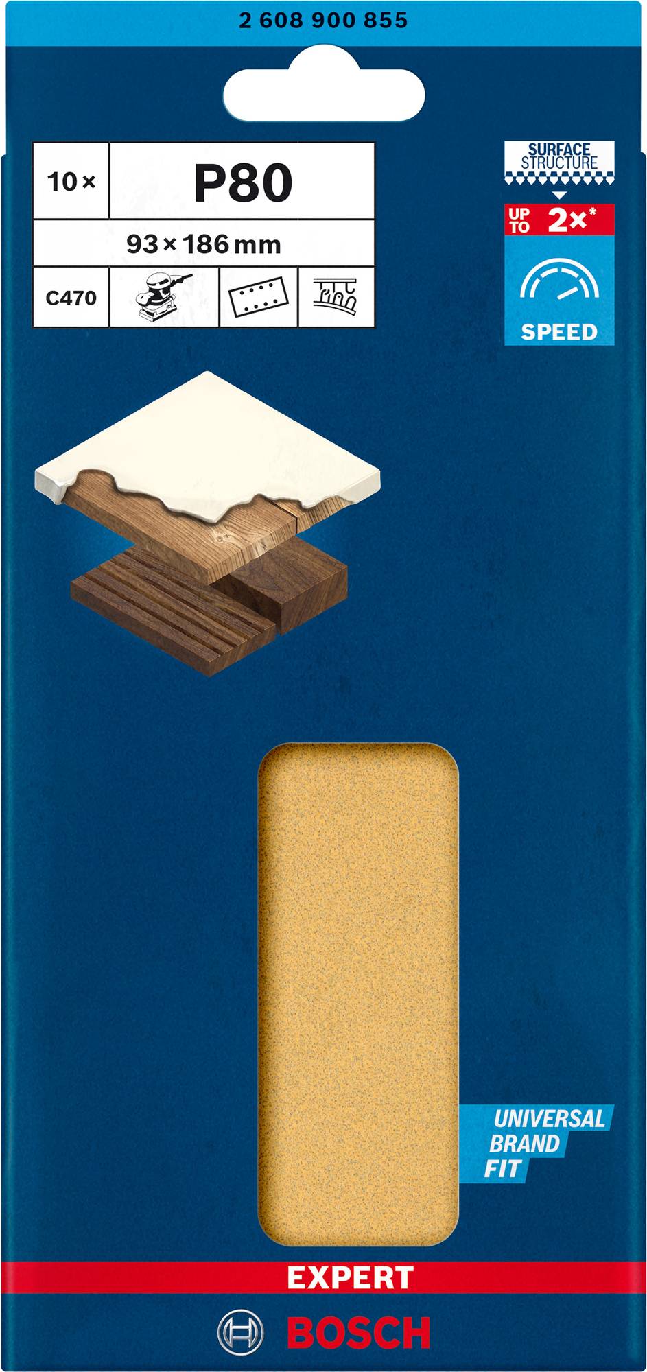 Feuille Abrasive Rectangle Expert C470 D 93x186mm G80 - BOSCH - 2608900855 - Image 2