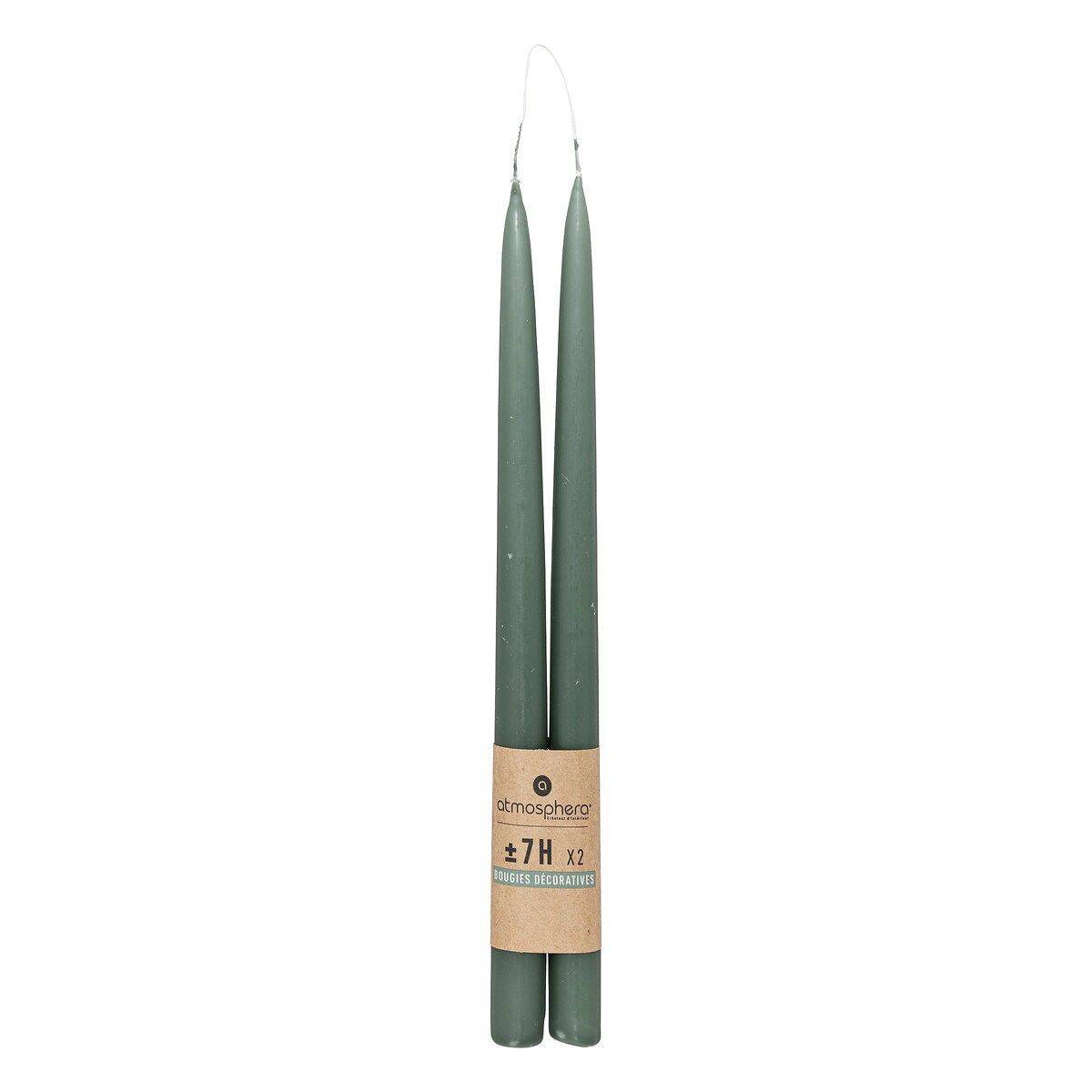 Lot de 2 Bougies Bâton "Hugo" 30cm Vert Céladon - Image 2