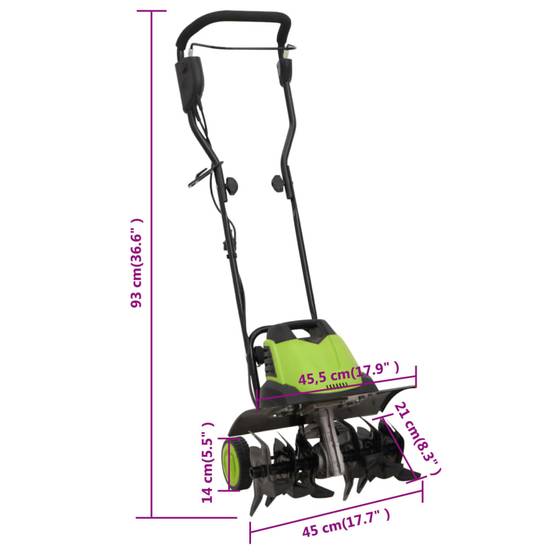 Motoculteur électrique acier vert et noir 45.5 x 45.5 x 93 cm - PANGIVO - Image 9