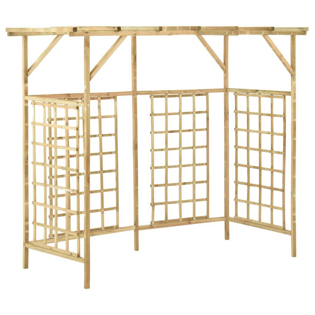 Abri Cache-Poubelle Triple Pergola Bois Traité Support Plantes 200x80cm Brun - ComfortXL Outdoor Living - Image 2