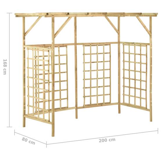 Abri Cache-Poubelle Triple Pergola Bois Traité Support Plantes 200x80cm Brun - ComfortXL Outdoor Living - Image 7