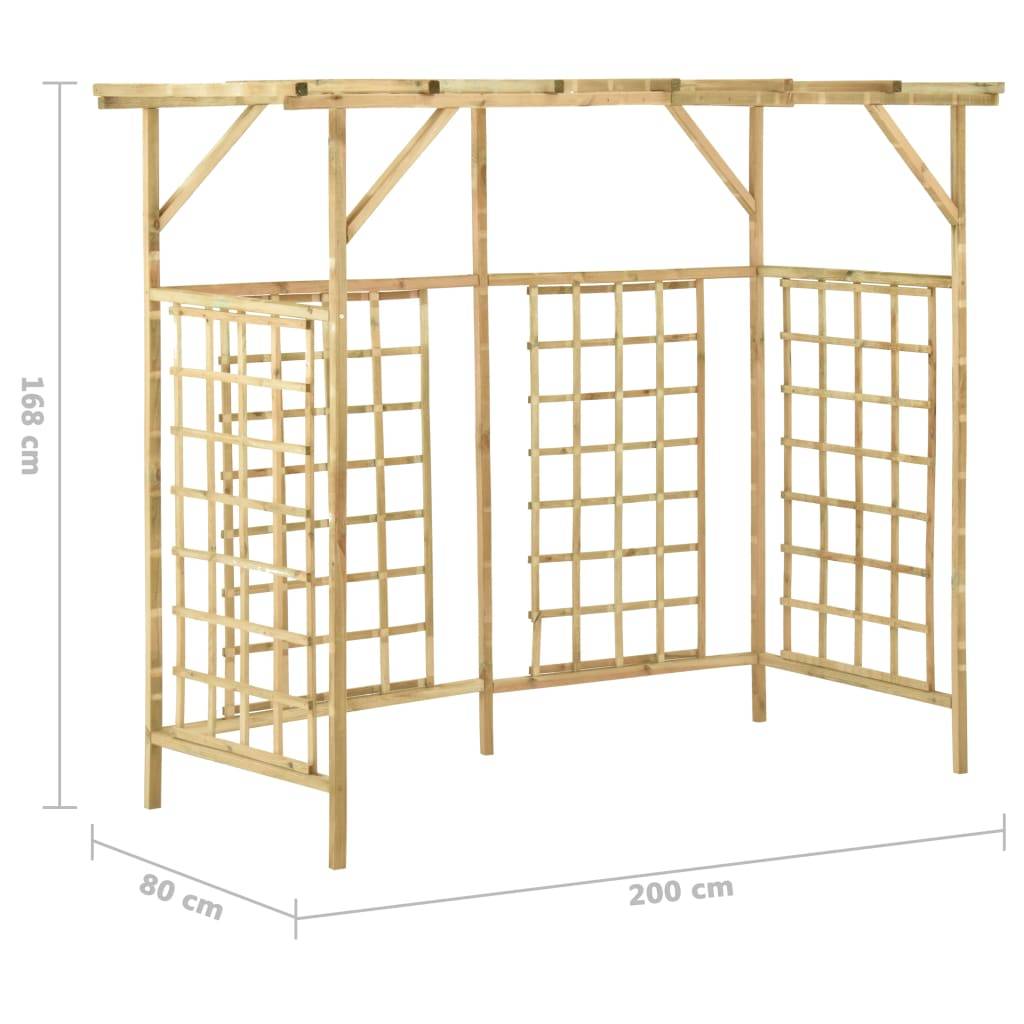 Abri Cache-Poubelle Triple Pergola Bois Traité Support Plantes 200x80cm Brun - ComfortXL Outdoor Living - Image 7