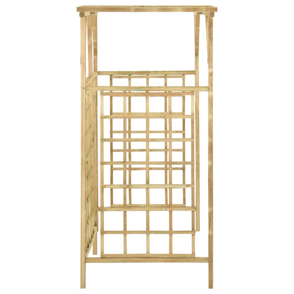 Abri Cache-Poubelle Triple Pergola Bois Traité Support Plantes 200x80cm Brun - ComfortXL Outdoor Living - Image 4