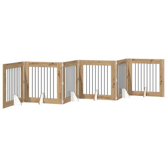 Barrière pour chien bois chêne artisanal 482 x 34 x 80 cm - PANGIVO - Image 4