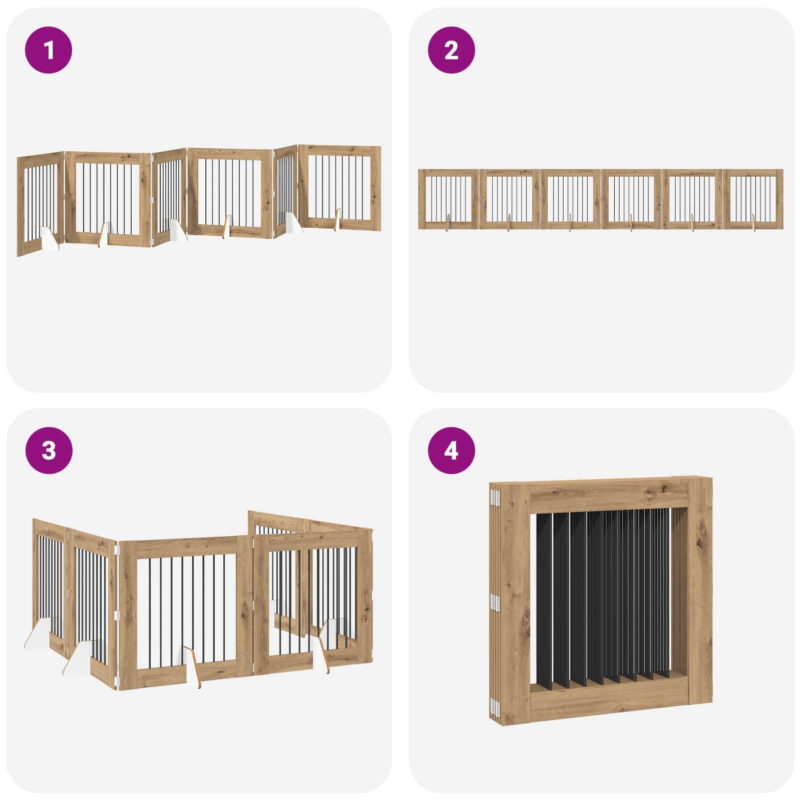 Barrière pour chien bois chêne artisanal 482 x 34 x 80 cm - PANGIVO - Image 8