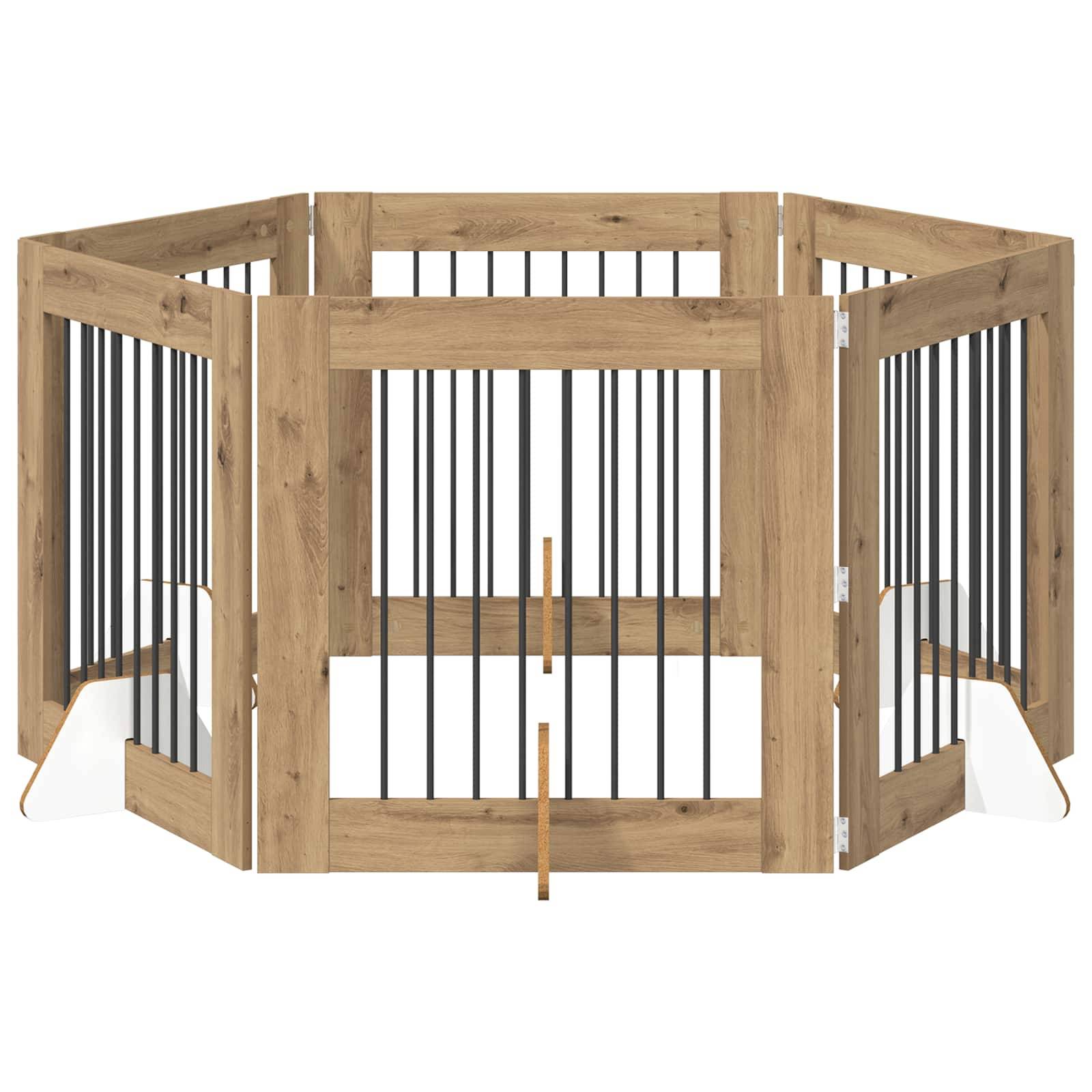 Barrière pour chien bois chêne artisanal 482 x 34 x 80 cm - PANGIVO - Image 2