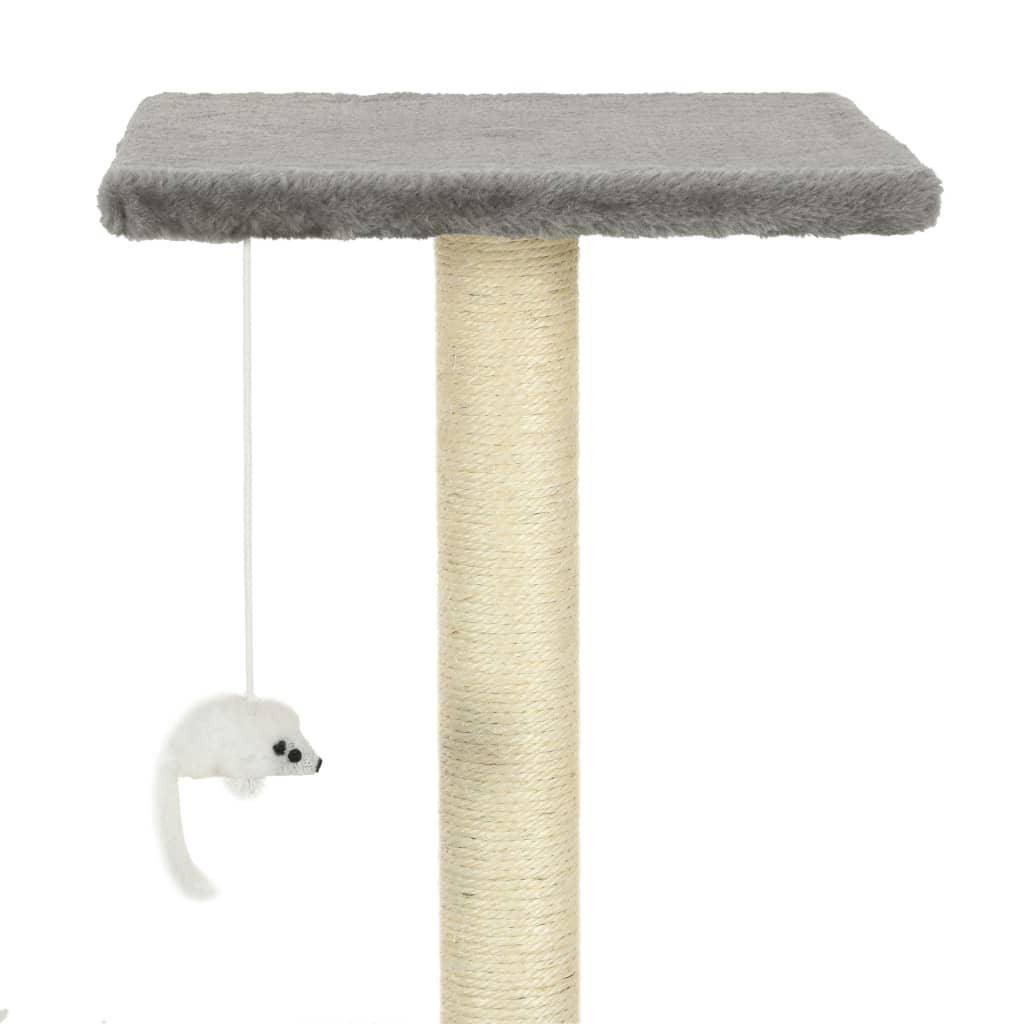Helloshop26 - Arbre à chat griffoir grattoir niche jouet animaux peluché en sisal 95 cm gris - Image 6