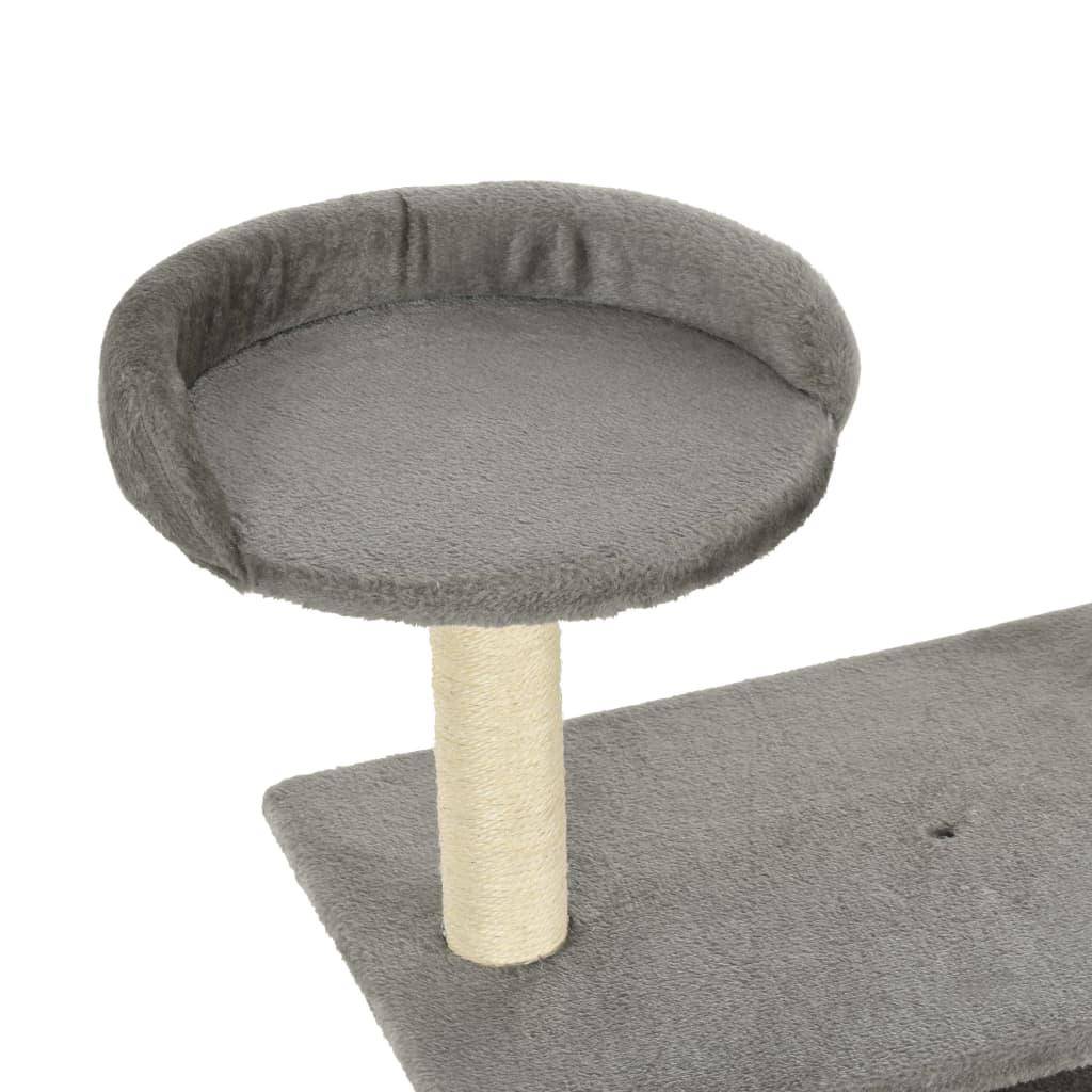 Helloshop26 - Arbre à chat griffoir grattoir niche jouet animaux peluché en sisal 95 cm gris - Image 5
