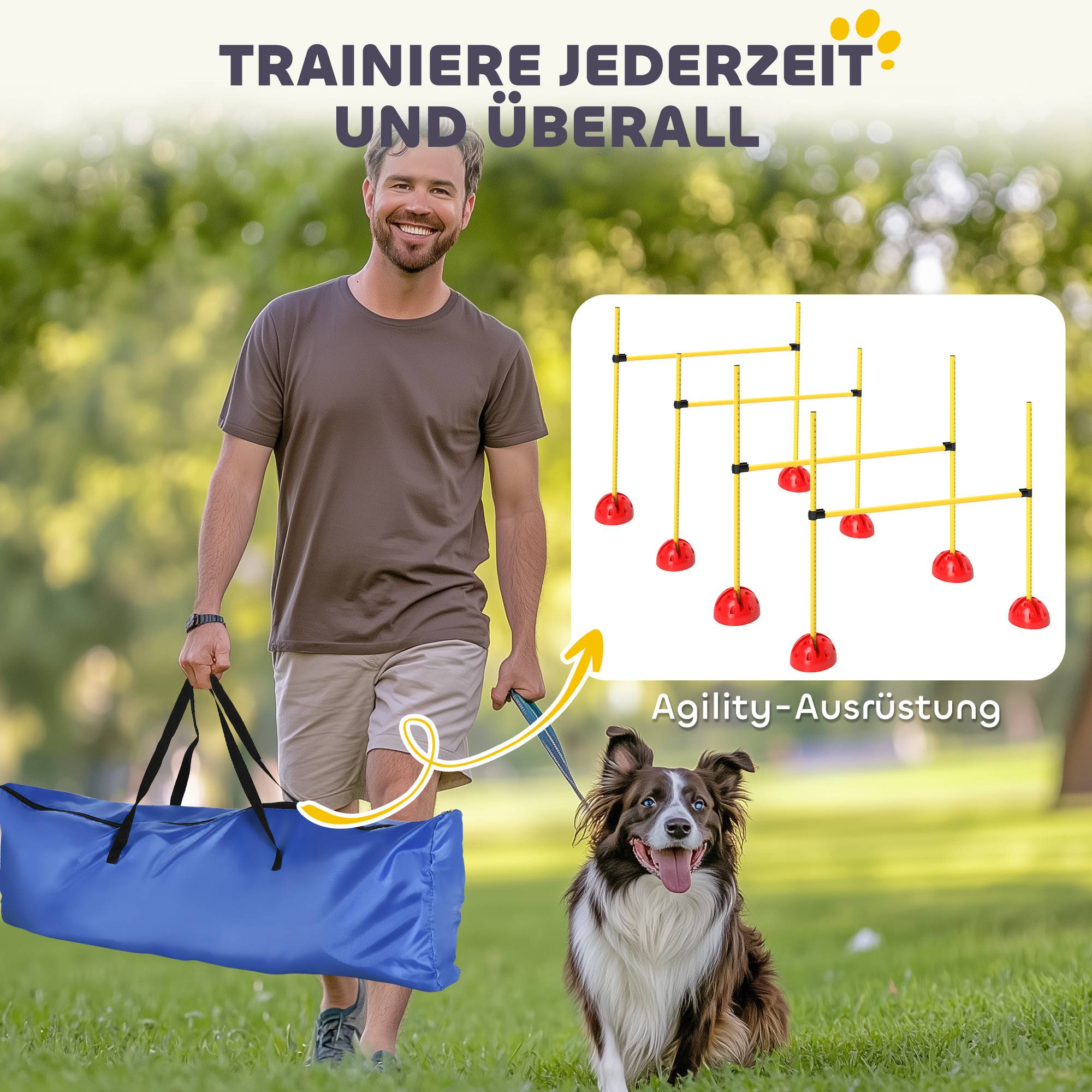 ComfortXL - Haies agilité chien ABS réglables lot de 4 jaune orange pour entraînement au saut avec sac - ComfortXL Outdoor Living - Image 7