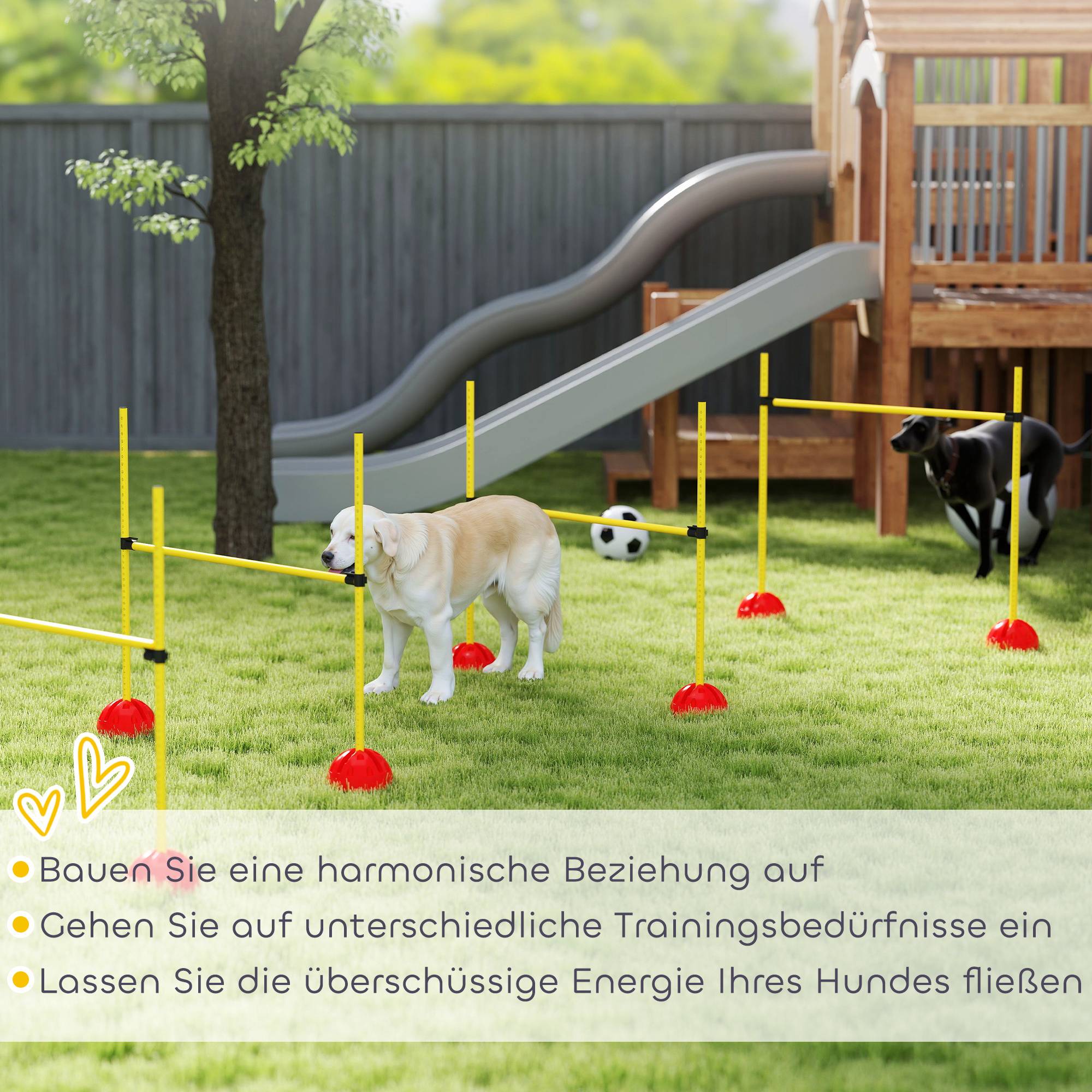 ComfortXL - Haies agilité chien ABS réglables lot de 4 jaune orange pour entraînement au saut avec sac - ComfortXL Outdoor Living - Image 9