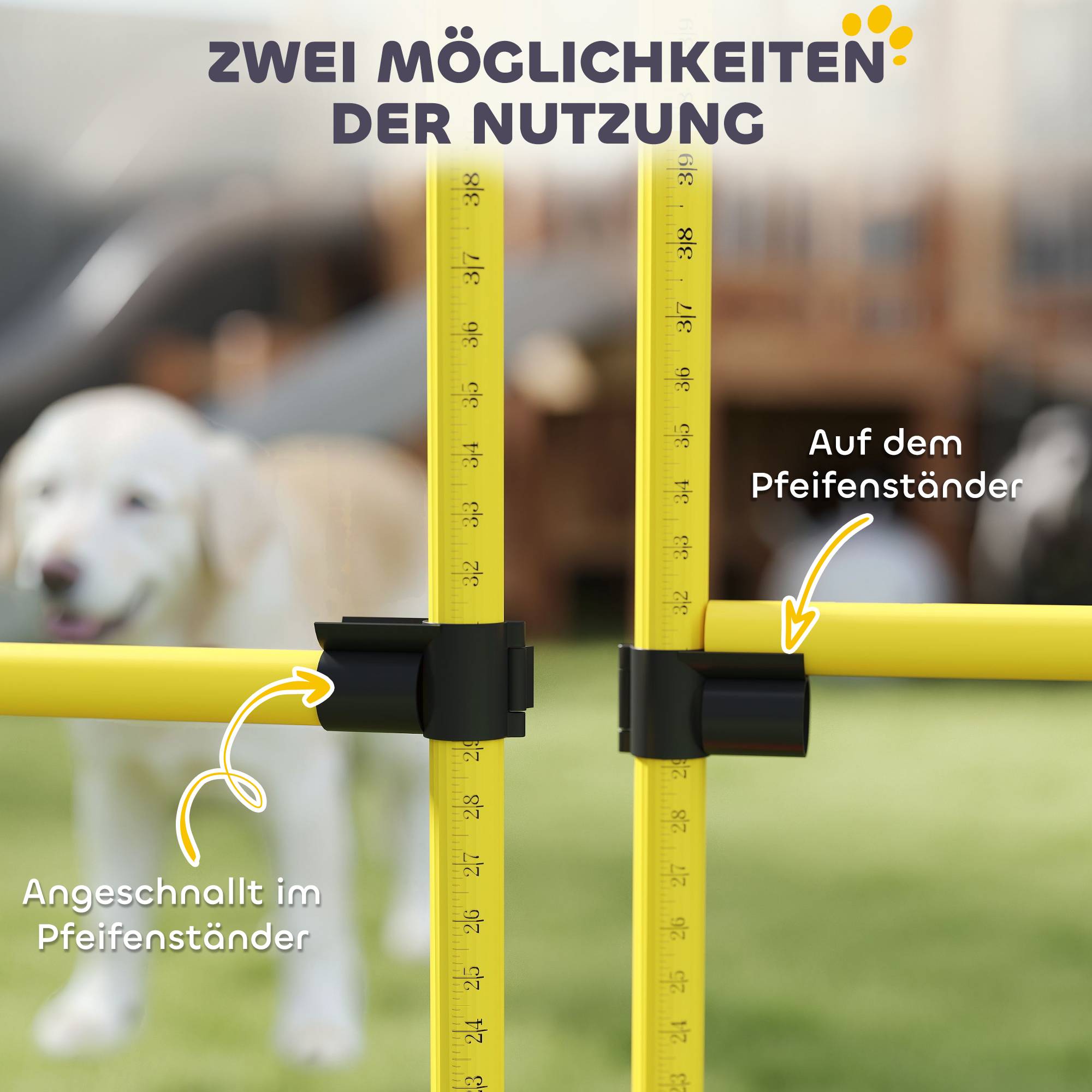 ComfortXL - Haies agilité chien ABS réglables lot de 4 jaune orange pour entraînement au saut avec sac - ComfortXL Outdoor Living - Image 6