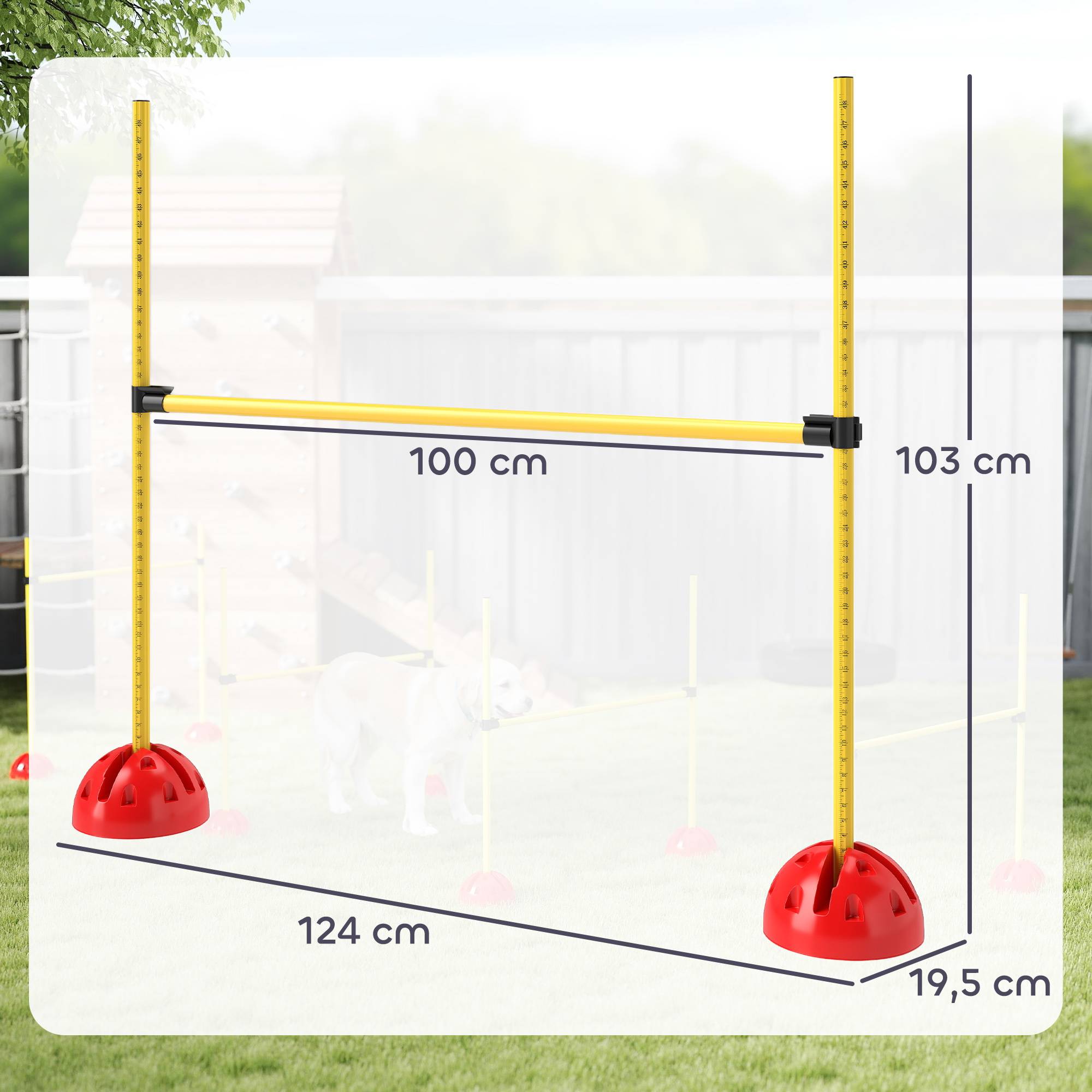 ComfortXL - Haies agilité chien ABS réglables lot de 4 jaune orange pour entraînement au saut avec sac - ComfortXL Outdoor Living - Image 4