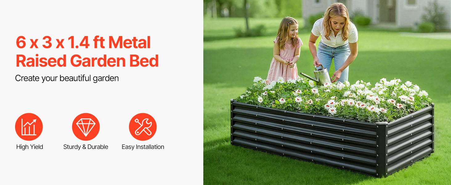 Vevor - VEVOR Carré Potager Surélevé Métal Galvanisé Lit Jardin 180x90x43 cm Gris Foncé - Image 9
