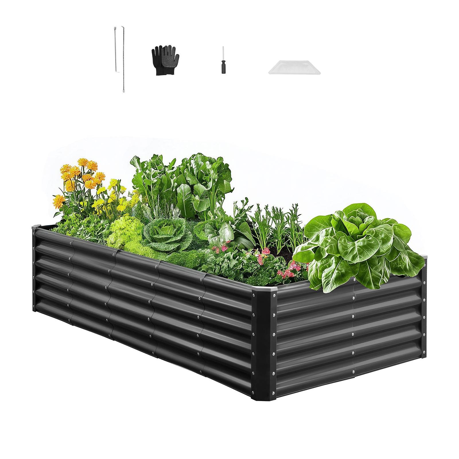 Vevor - VEVOR Carré Potager Surélevé Métal Galvanisé Lit Jardin 180x90x43 cm Gris Foncé - Image 1