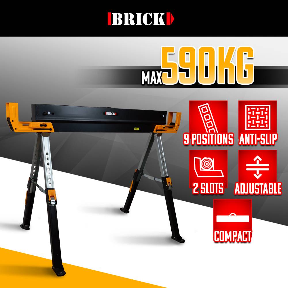 Brick - Tréteau d atelier métallique pliable et téléscopique - Charge max 590kg - Image 2