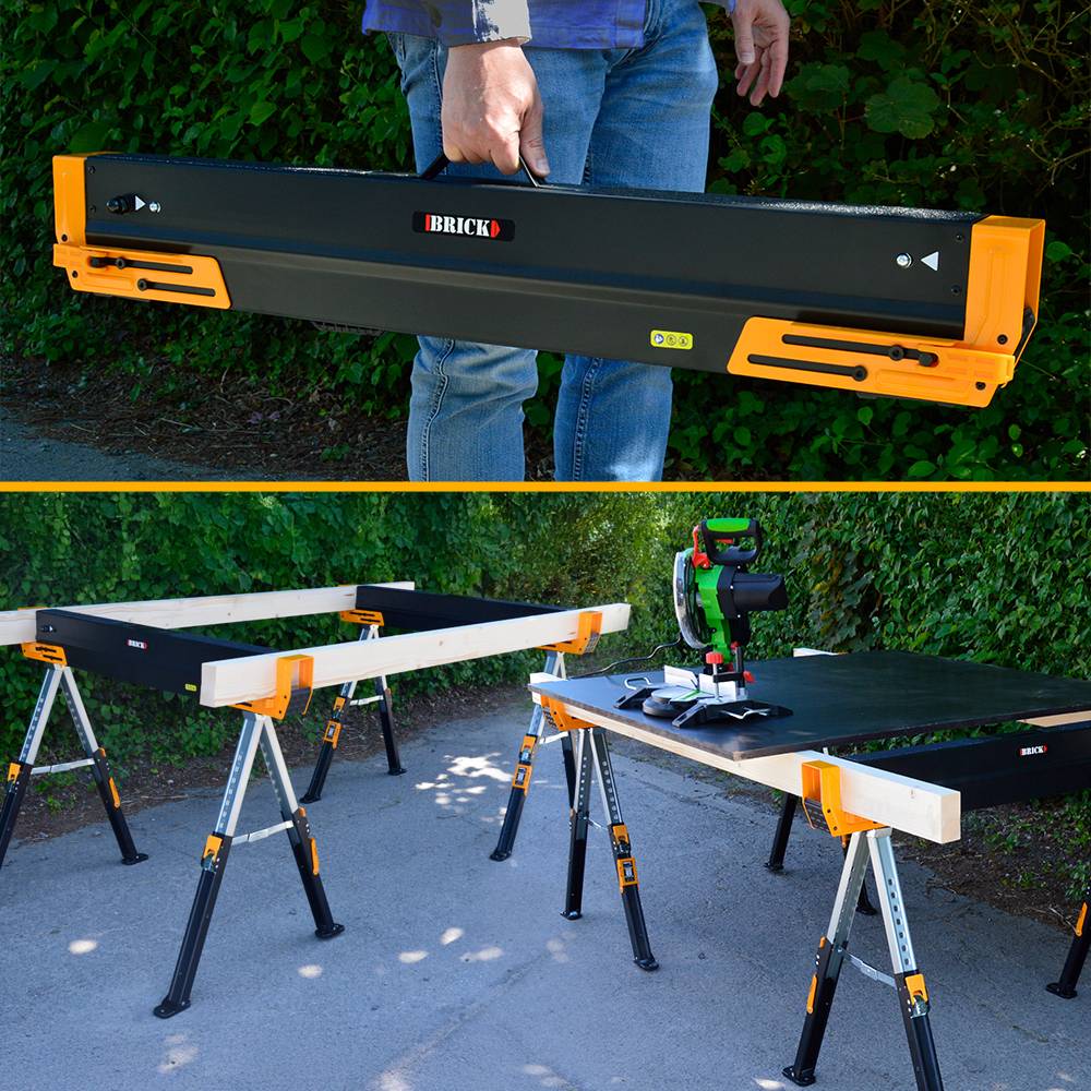 Brick - Tréteau d atelier métallique pliable et téléscopique - Charge max 590kg - Image 5