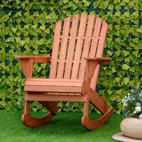 ComfortXL - Fauteuil à bascule bois sapin Jardin terrasse Style Adirondack vintage 77x94x97cm Naturel - ComfortXL Outdoor Living - Image 4