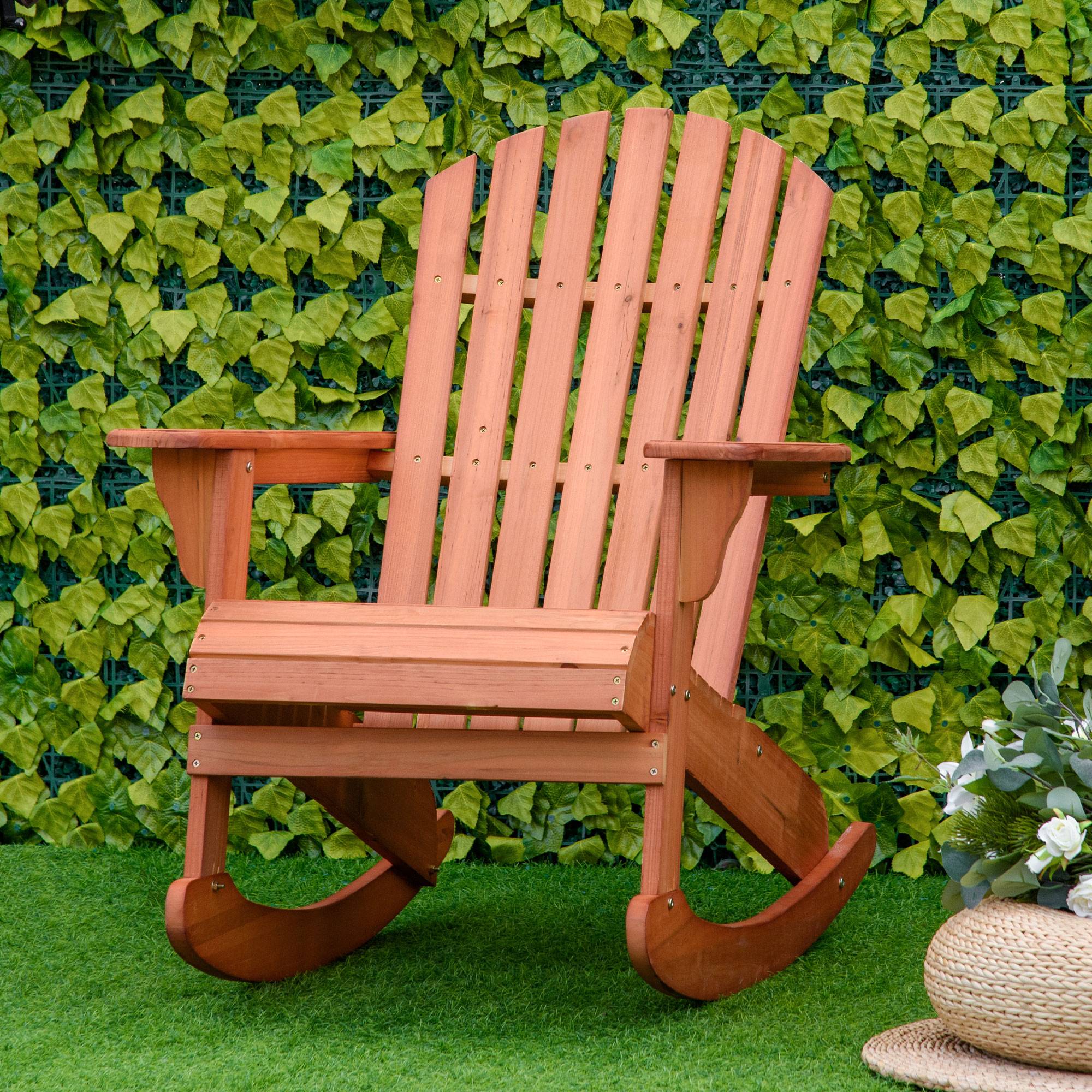 ComfortXL - Fauteuil à bascule bois sapin Jardin terrasse Style Adirondack vintage 77x94x97cm Naturel - ComfortXL Outdoor Living - Image 4