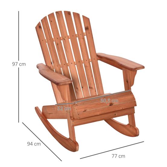 ComfortXL - Fauteuil à bascule bois sapin Jardin terrasse Style Adirondack vintage 77x94x97cm Naturel - ComfortXL Outdoor Living - Image 5