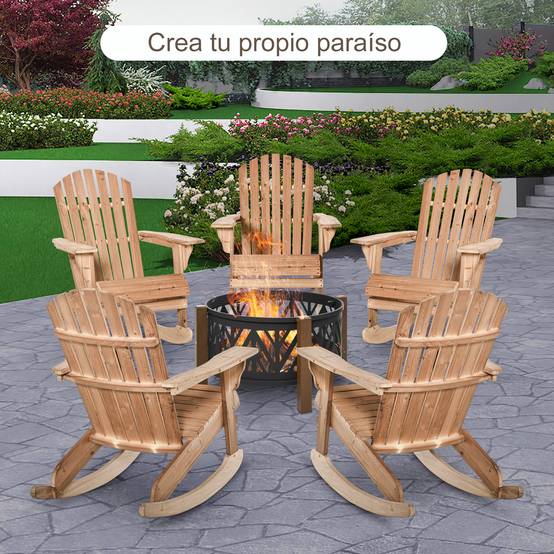 ComfortXL - Fauteuil à bascule bois sapin Jardin terrasse Style Adirondack vintage 77x94x97cm Naturel - ComfortXL Outdoor Living - Image 10