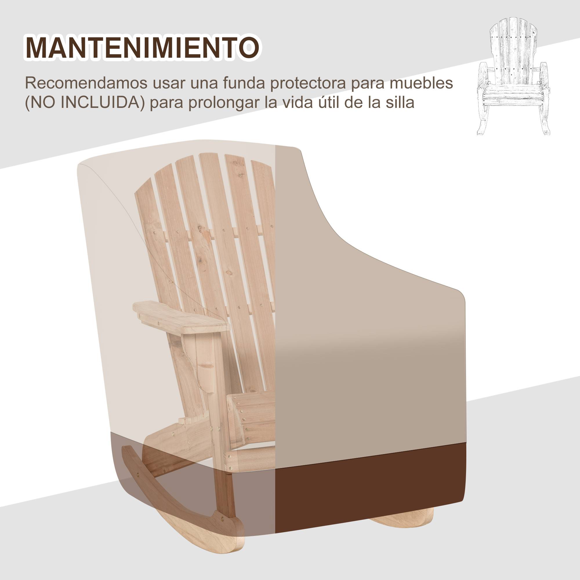 ComfortXL - Fauteuil à bascule bois sapin Jardin terrasse Style Adirondack vintage 77x94x97cm Naturel - ComfortXL Outdoor Living - Image 9