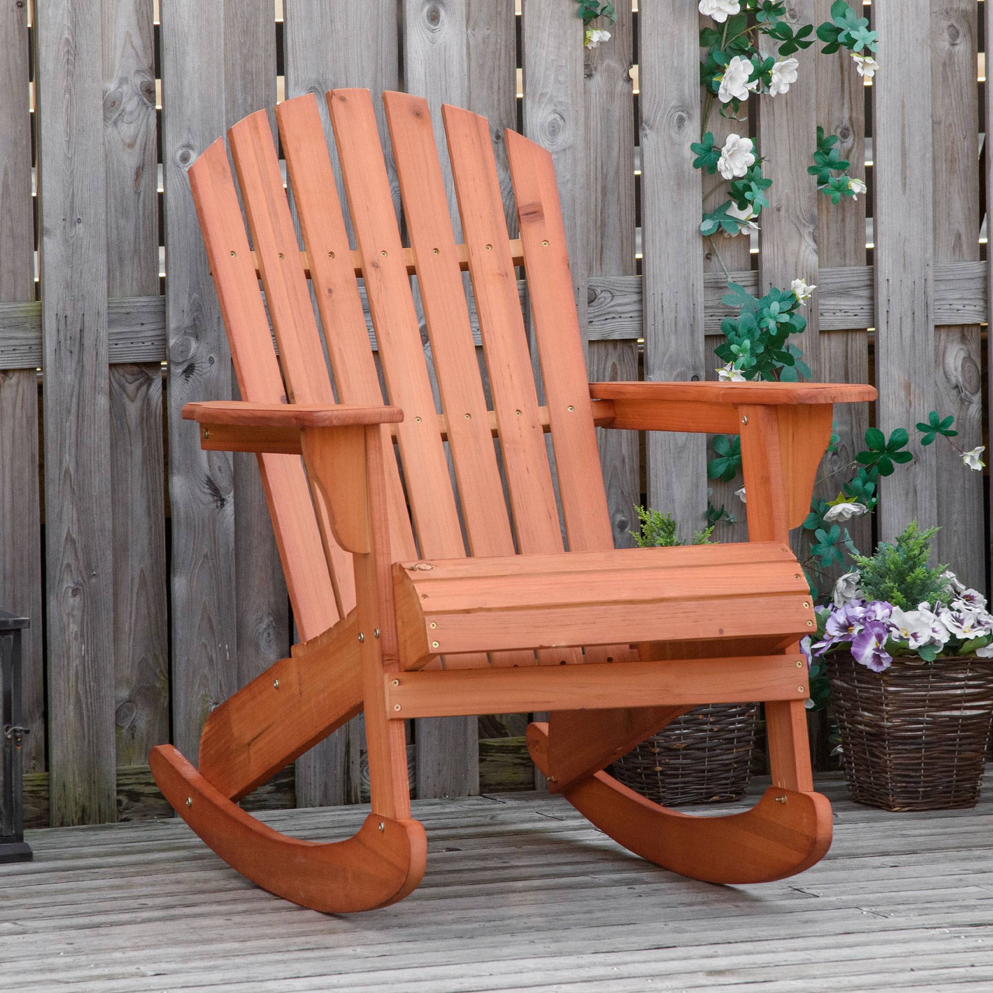 ComfortXL - Fauteuil à bascule bois sapin Jardin terrasse Style Adirondack vintage 77x94x97cm Naturel - ComfortXL Outdoor Living - Image 3