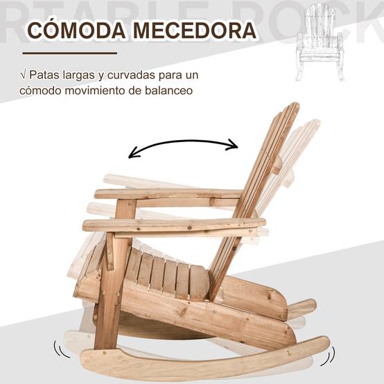 ComfortXL - Fauteuil à bascule bois sapin Jardin terrasse Style Adirondack vintage 77x94x97cm Naturel - ComfortXL Outdoor Living - Image 6