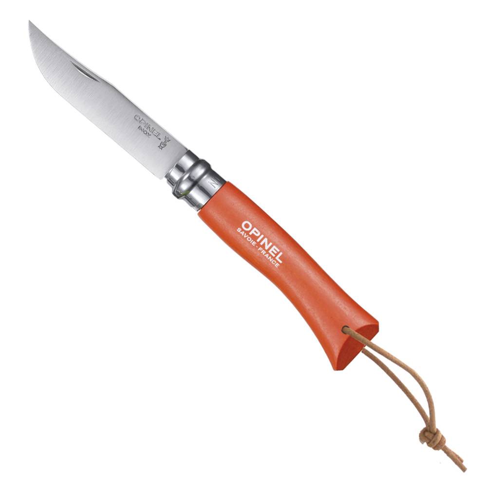 Opinel - Couteau Baroudeur n°7 - lame 8 cm orange avec lien en cuir - Image 1