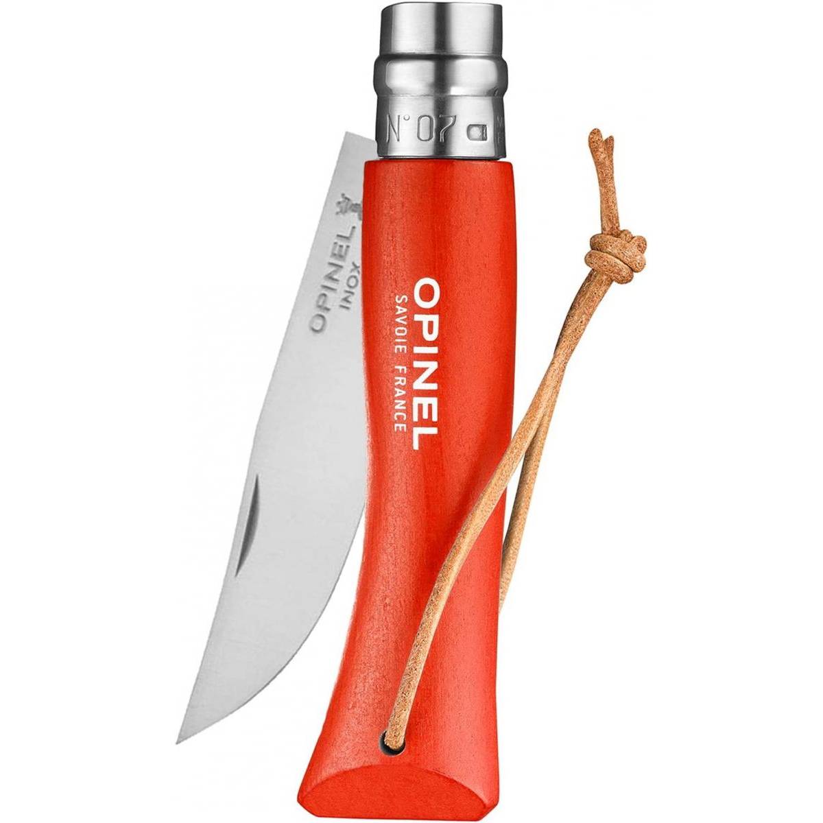 Opinel - Couteau Baroudeur n°7 - lame 8 cm orange avec lien en cuir - Image 3