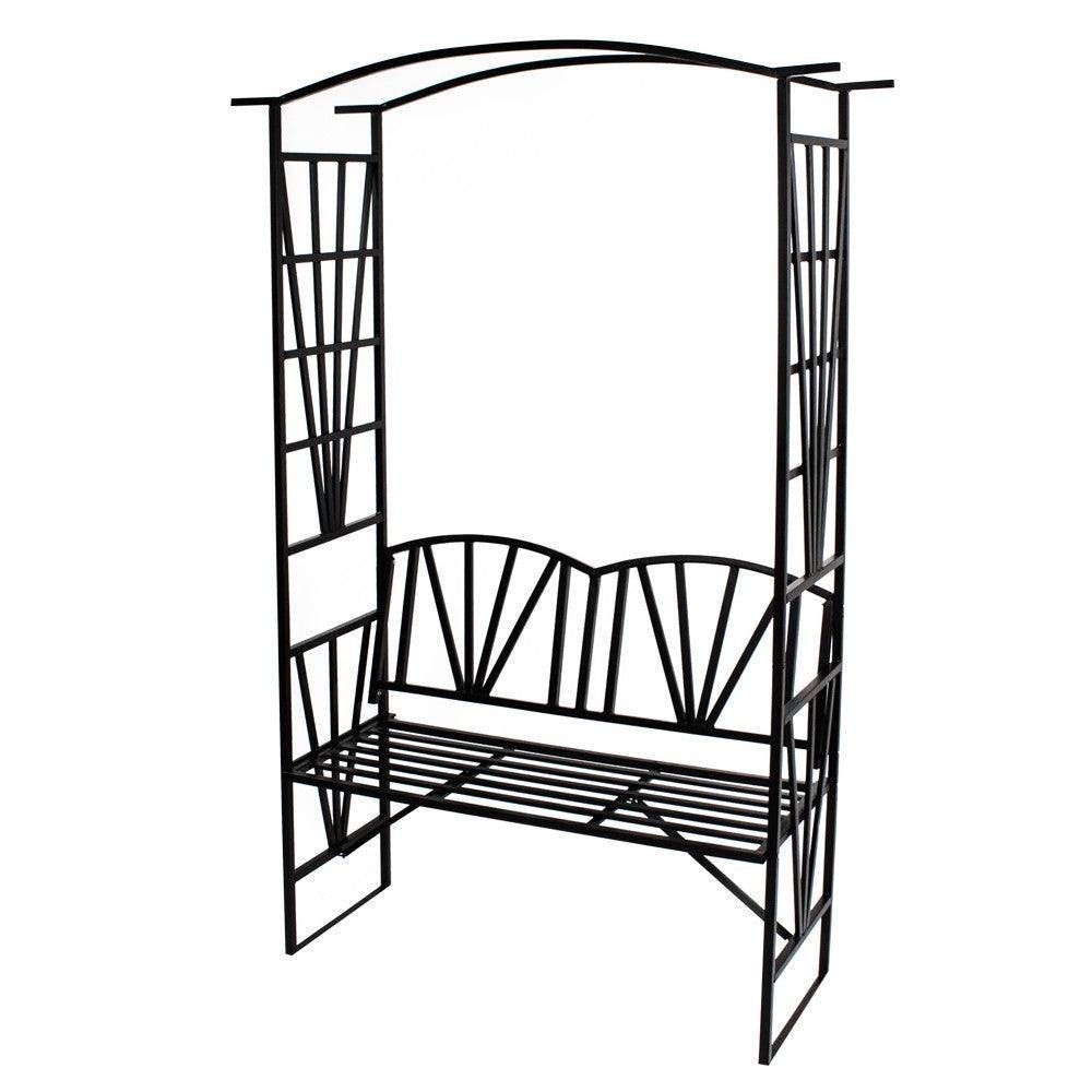 Helloshop26 - Arche arceau rosier treillis de jardin support pour plantes grimpantes avec banc - Image 1
