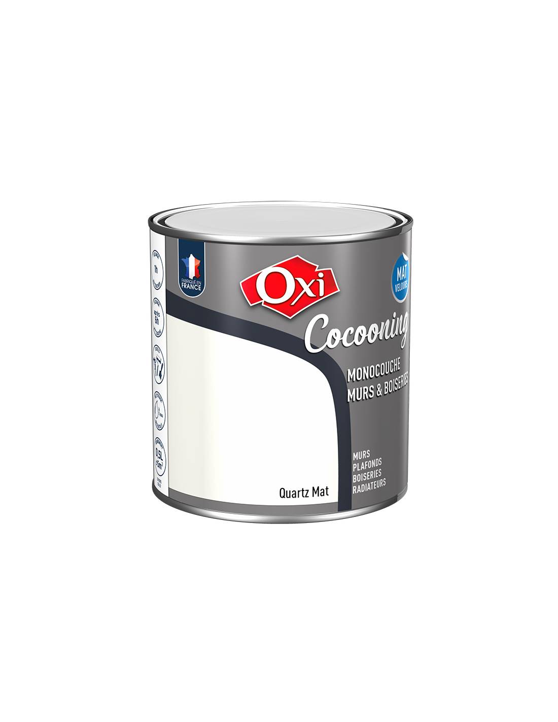 Oxi - Peinture Oxi Cocooning Mat Velours Quartz Peinture Murs & Boiseries, Effet Velours Mat - Oxi