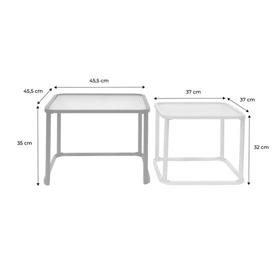 sweeek - Tables gigognes métal et verre strié écru - Tano | sweeek - Image 4