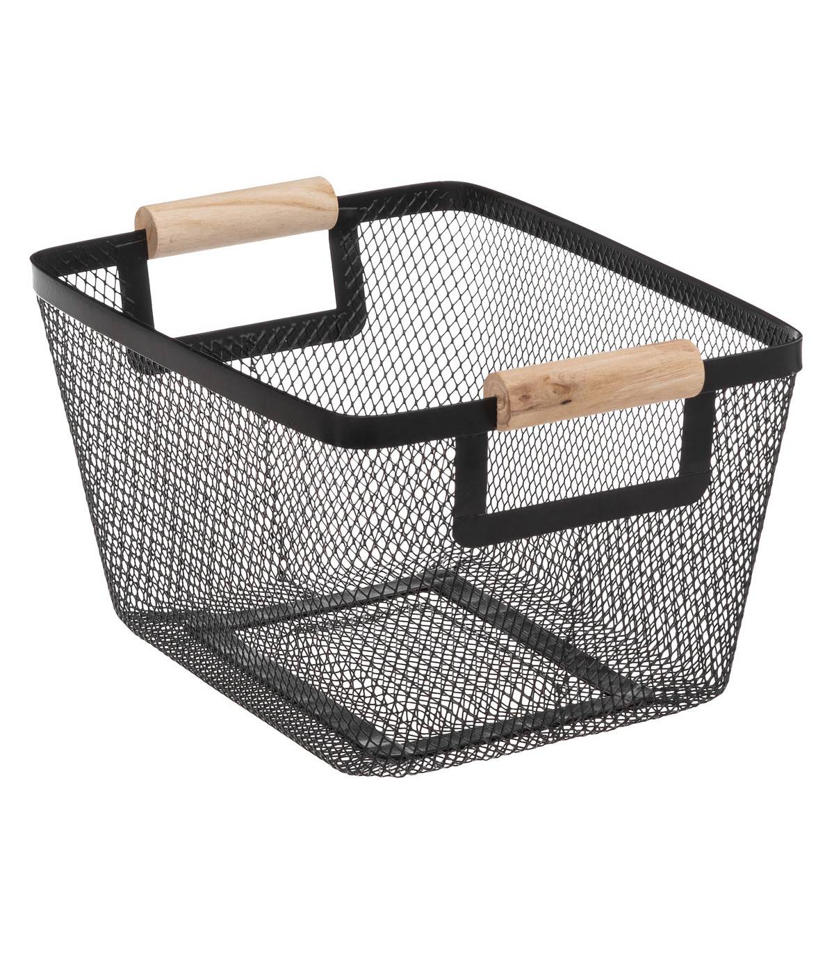 Lot de 3 Paniers de rangement en Métal Noir et Bois de Pin - Image 5
