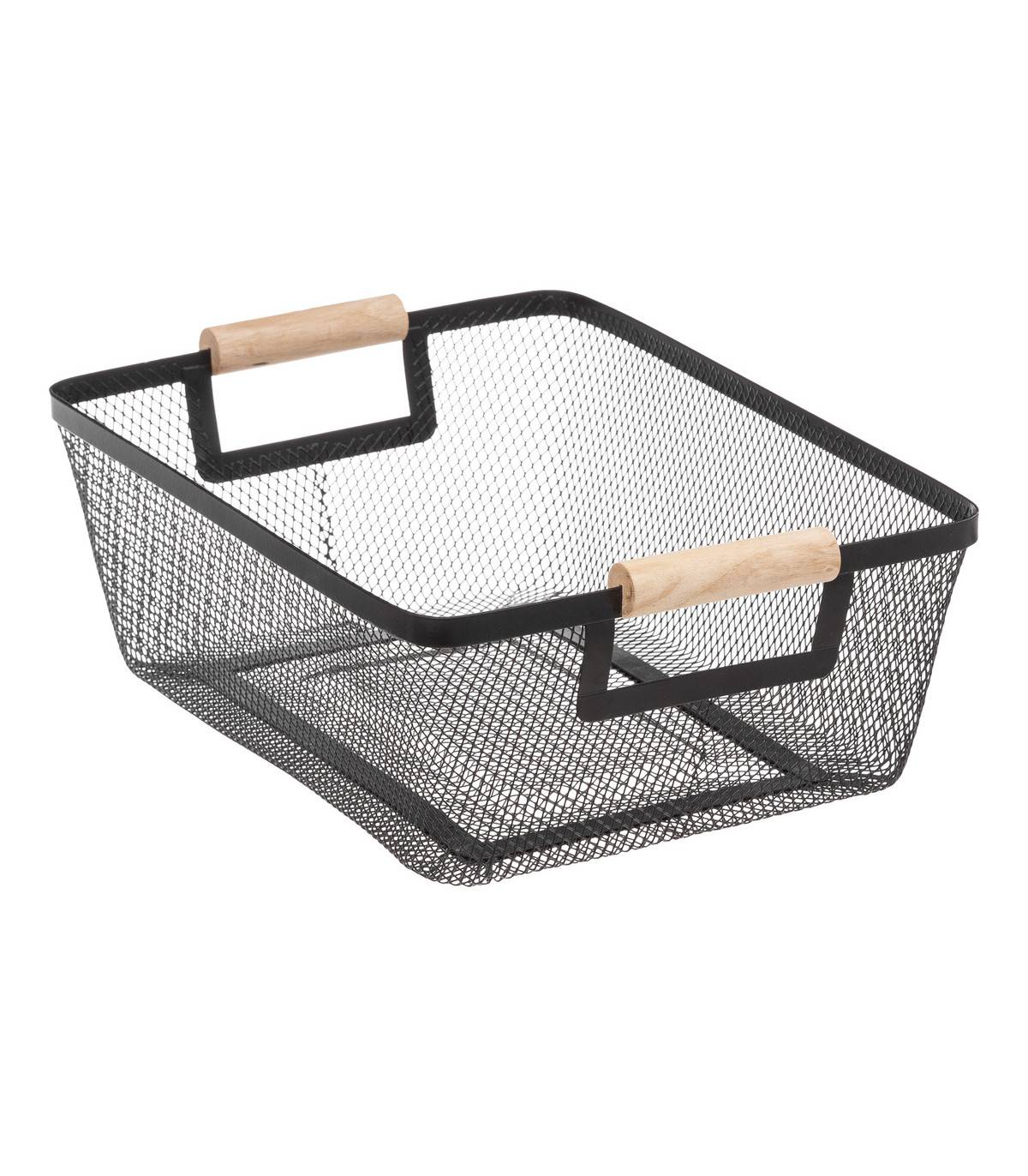 Lot de 3 Paniers de rangement en Métal Noir et Bois de Pin - Image 4