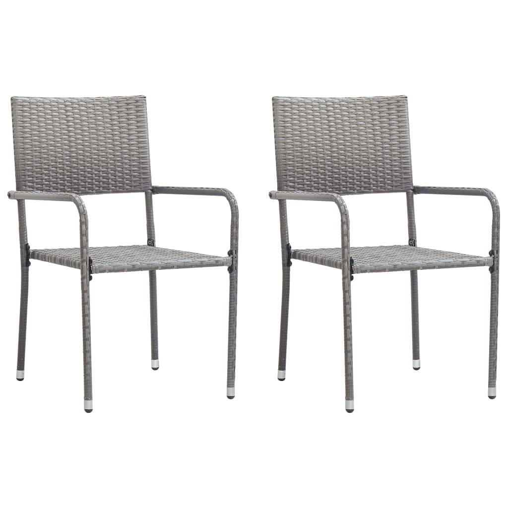 Maison Chic - Lot de 2 Chaises de jardin empilable - Chaise à dîner d'extérieur - Fauteuil d'extérieur gris résine tressée - MEUBLE PRO-JU6185 - Image 2