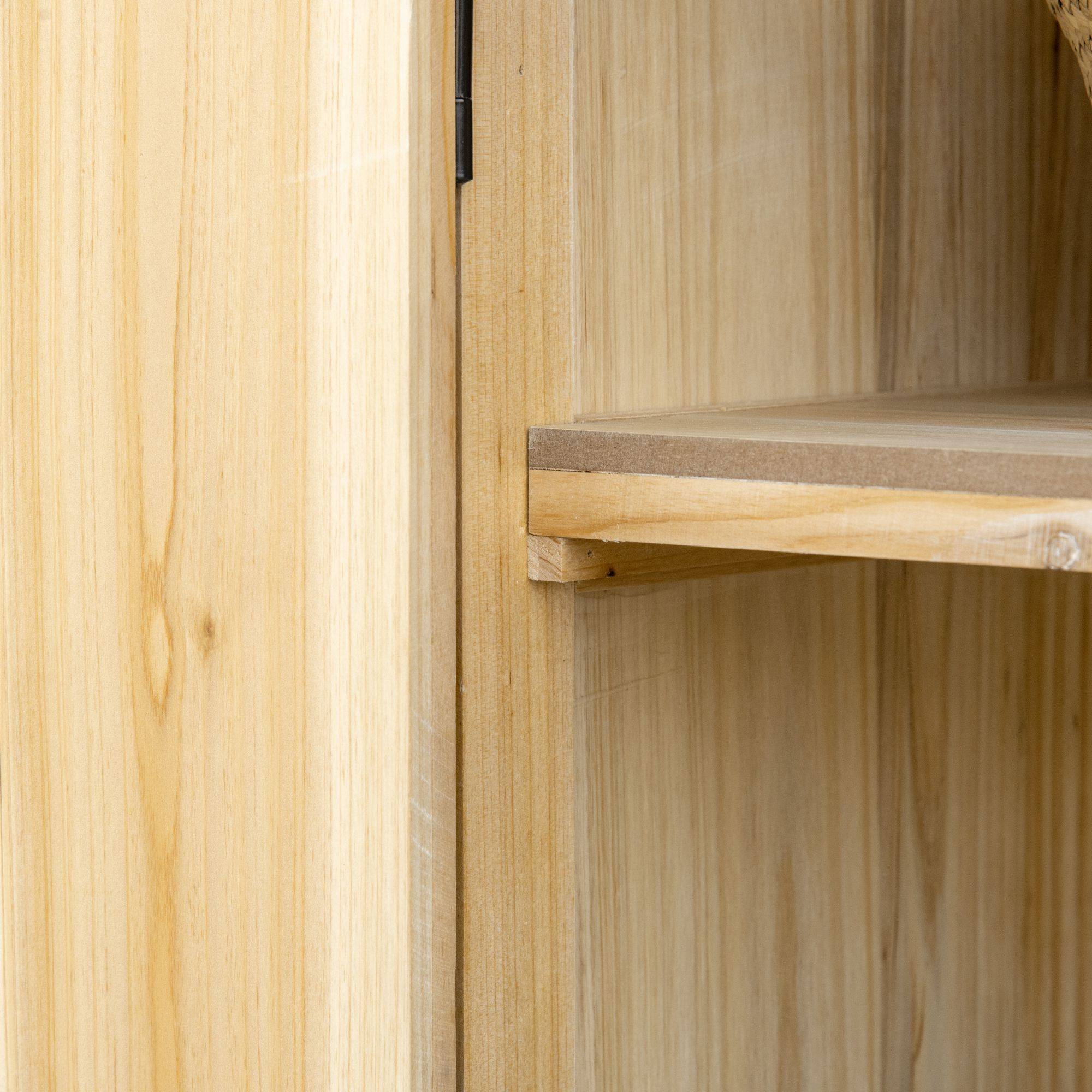 Outsunny - Armoire de jardin de rangement 80x45x92cm avec plateau métal galvanisé étagère double porte poignée pieds surélevés bois massif naturel - Outsunny - Image 8
