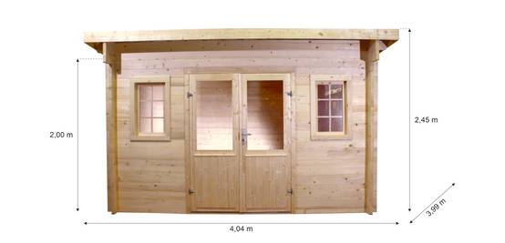 Habrita - Abri Madriers bois massif - 42 mm- surface extérieur 16,12 m2 - Toit monopente - bac acier - Image 3
