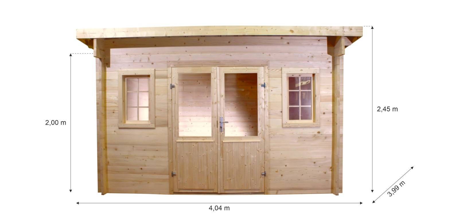 Habrita - Abri Madriers bois massif - 42 mm- surface extérieur 16,12 m2 - Toit monopente - bac acier - Image 3