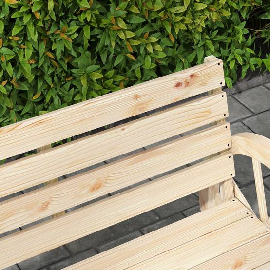 Banc Jardin Bois Sapin 2 Places Design Roue Charrette Rustique Extérieur 106cm - ComfortXL Outdoor Living - Image 6