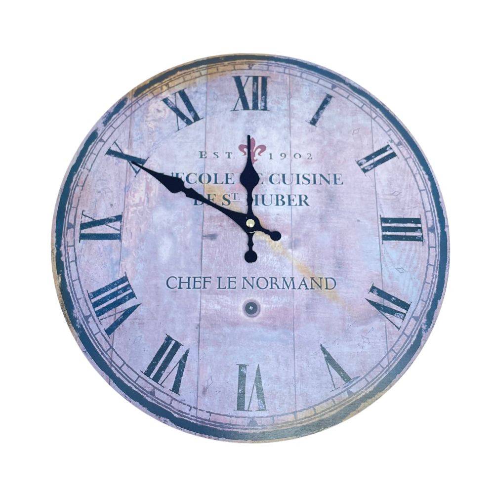 Chemin De Campagne - Horloge murale décorative vintage ancien salon bois noir beige 35 cm Chemin de campagne