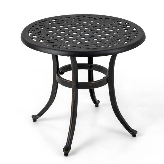 Table d'Extérieure Table Basse de Jardin en Fonte d'Aluminium Repose-pieds Réglables Ronde - Image 3