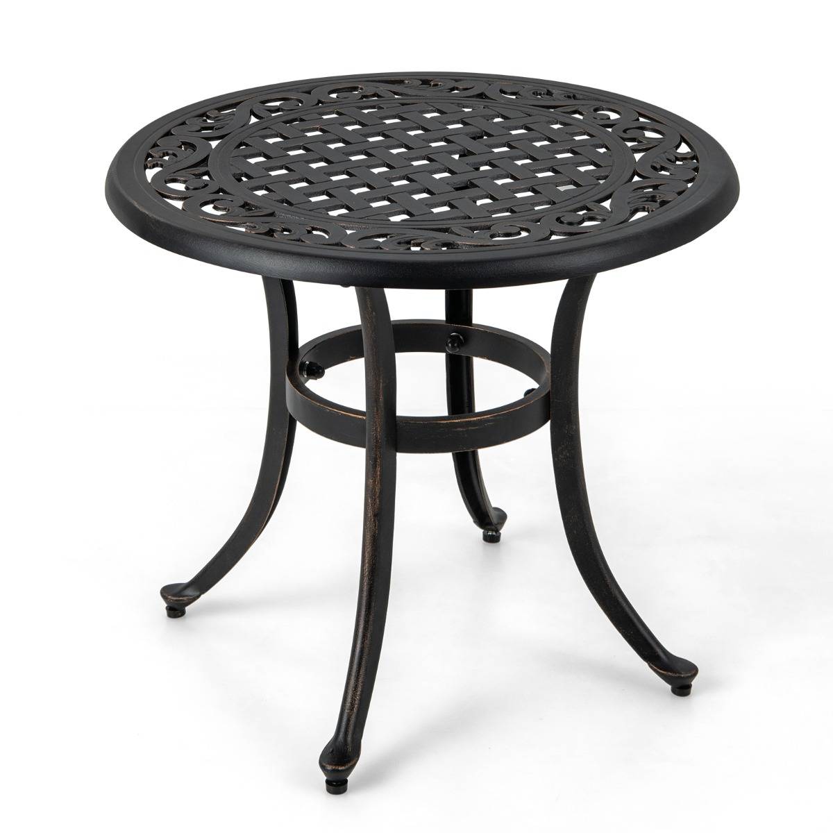 Table d'Extérieure Table Basse de Jardin en Fonte d'Aluminium Repose-pieds Réglables Ronde - Image 3
