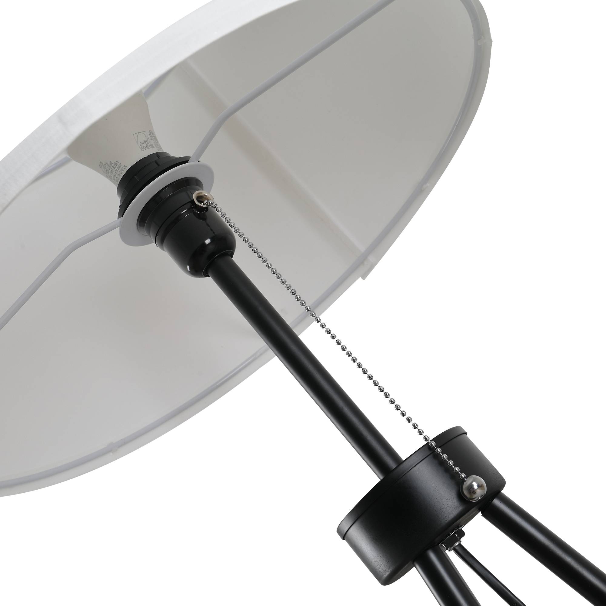 Lampadaire avec abat-jour en polyester et coton, lampe sur pied avec douille E27 pour salon, chambre, blanc, ampoule non incluse. - Image 10