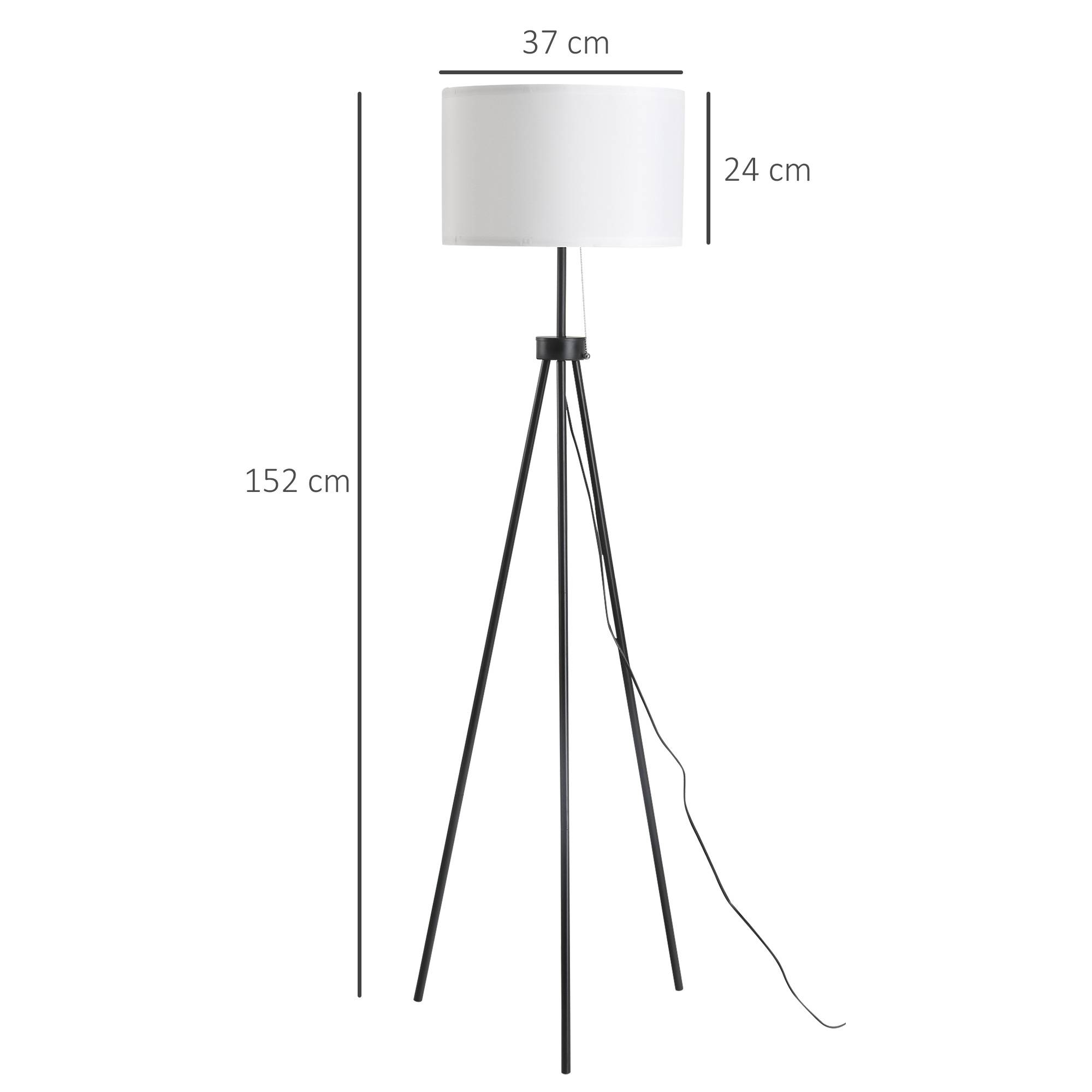 Lampadaire avec abat-jour en polyester et coton, lampe sur pied avec douille E27 pour salon, chambre, blanc, ampoule non incluse. - Image 5