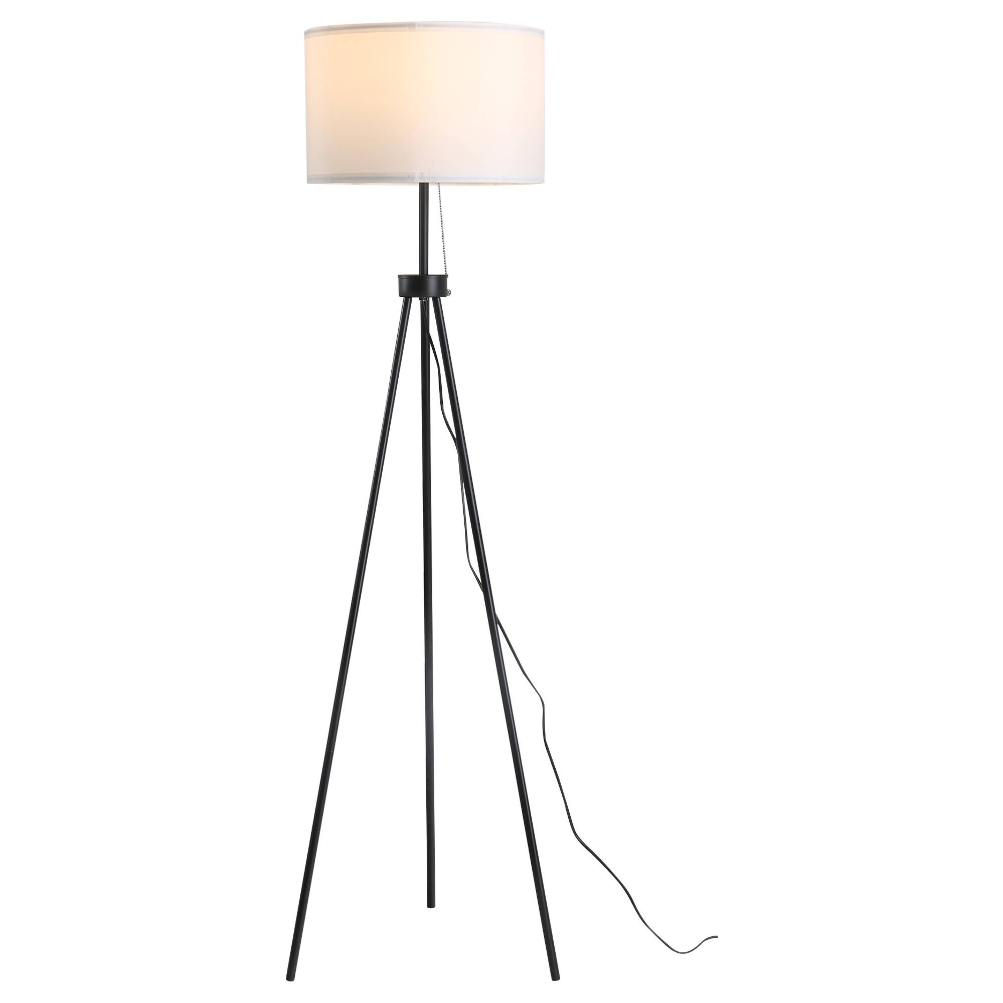 Lampadaire avec abat-jour en polyester et coton, lampe sur pied avec douille E27 pour salon, chambre, blanc, ampoule non incluse. - Image 2